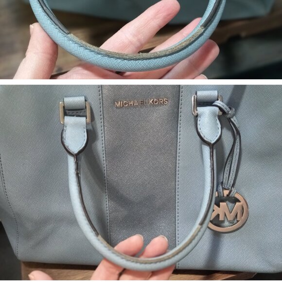 👉LAST CHANCE‼️ Michael Kors Sutton Metallic Silver Stripe Saffiano Satchel - Picture 6 of 16